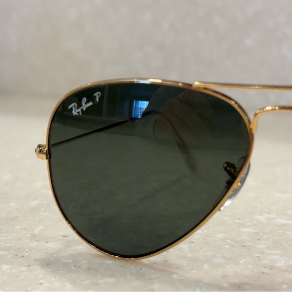 Ray-Ban Gold Frame Sunglasses with Black Lenses - Picture 5 of 6